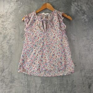 BB Dakota Steve Madden Womens S White‎ Ditsy Floral Cotton Blouse Feminine Flowy